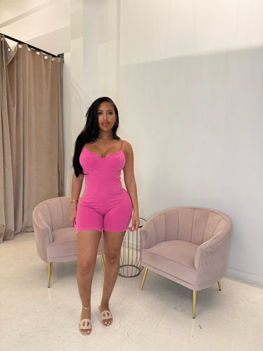 Ribbed romper in pink
