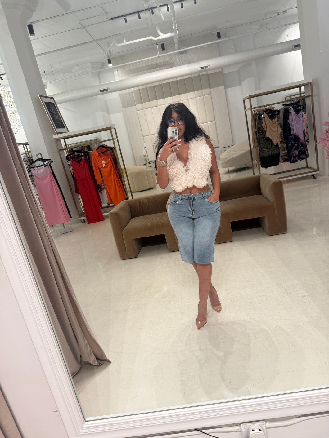 Denim cut off shorts