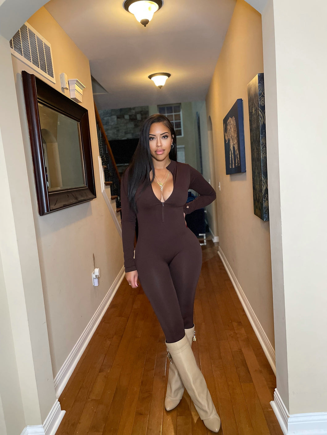 Stacy jumpsuit in chocolate