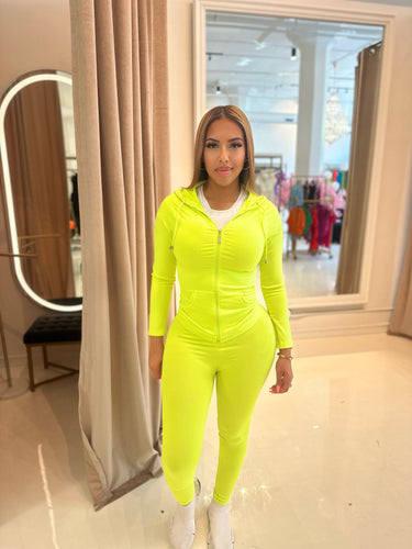 Out and about set in neon lime
