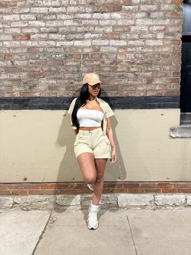 Summer short set in tan