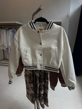 Load image into Gallery viewer, Varsity jacket in white