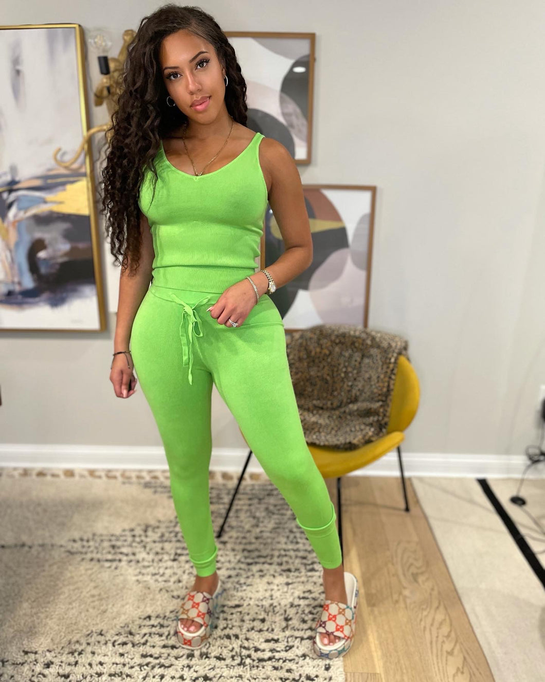 Tamia set in lime green