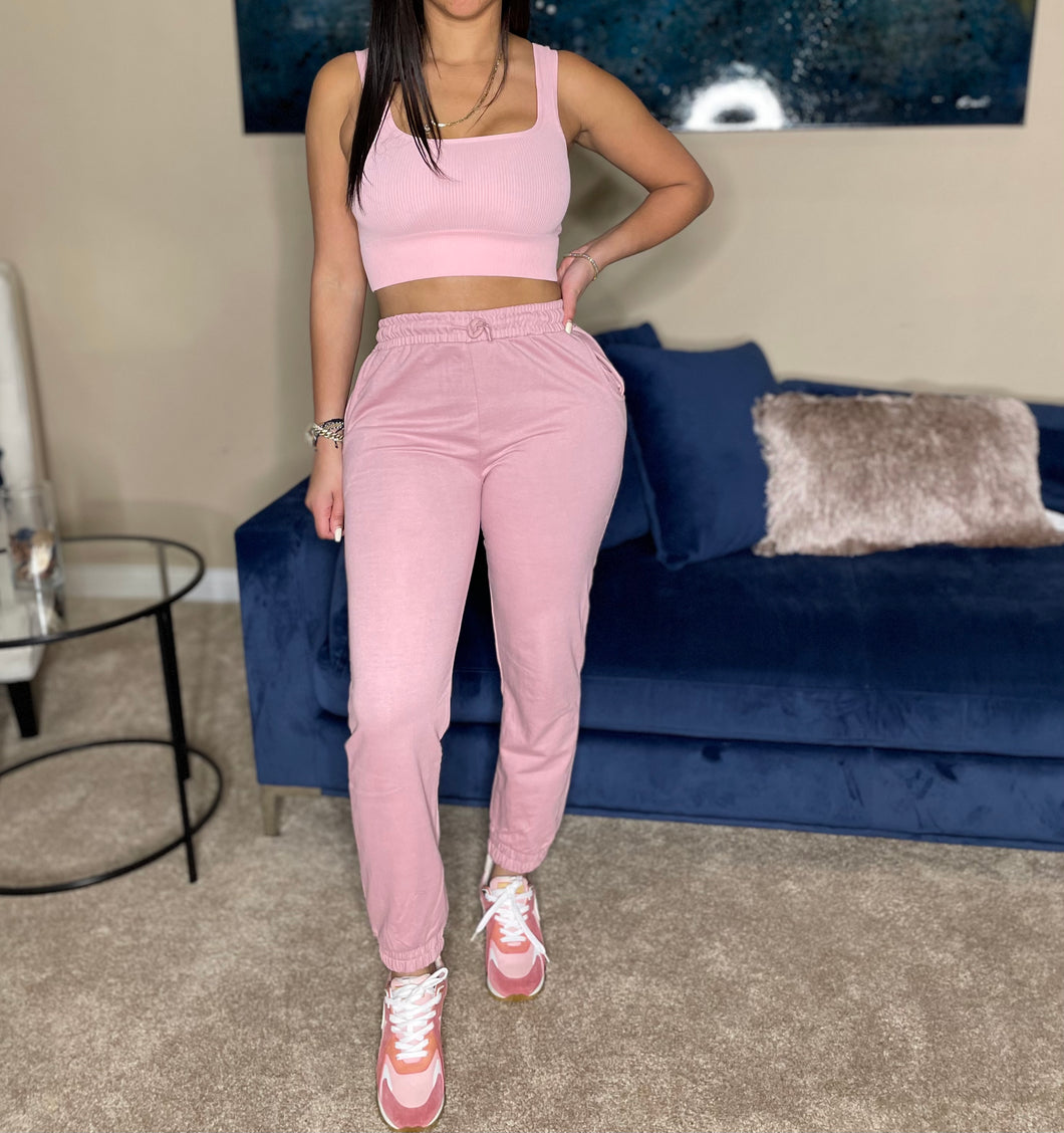 Perfect Ribbed Crop in pink