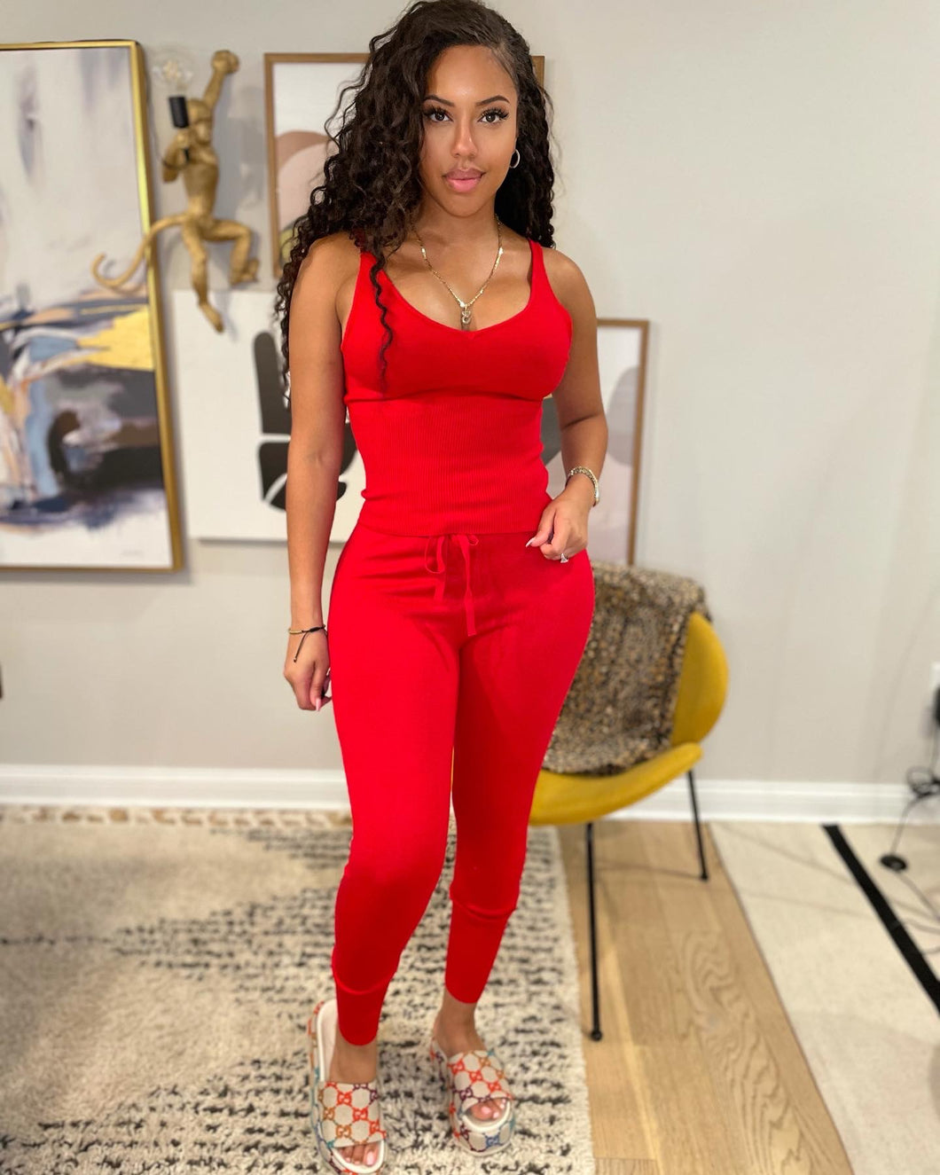 Tamia set in red