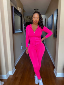 Out and about set in neon pink